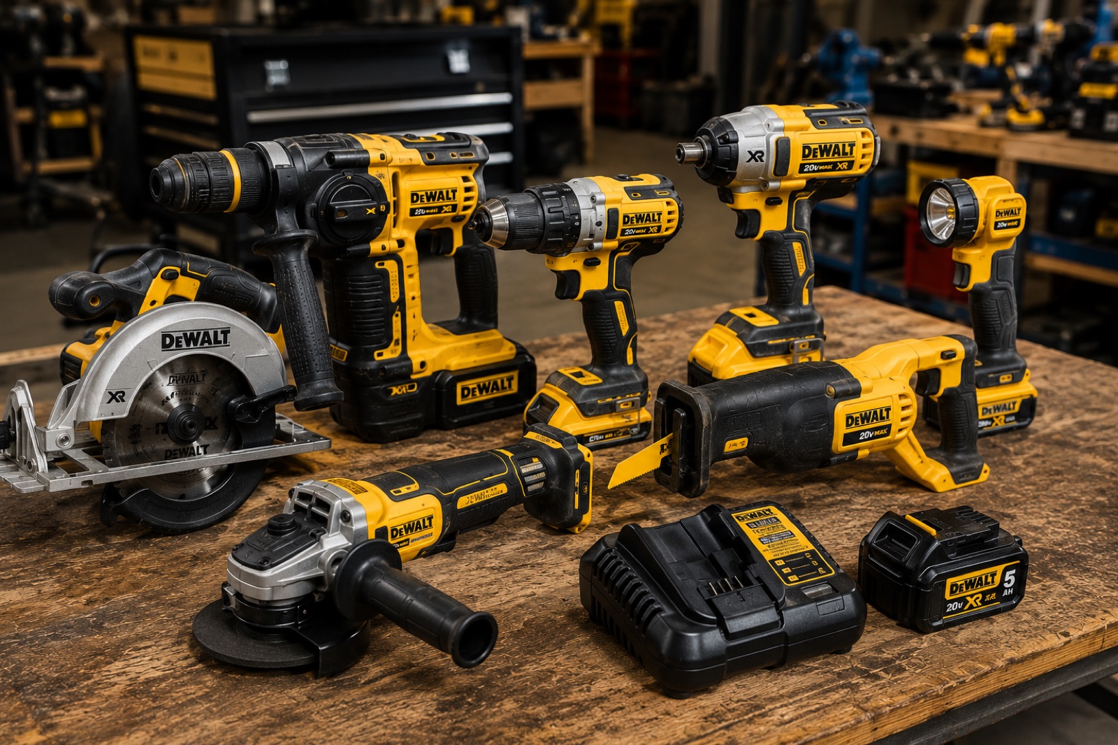 A set of DeWalt machinery and tools available for rental